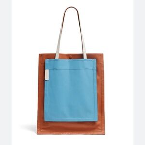 3.1 Phillip Lim Slim Accordion Two-Tone Leather Tote in Brown & Blue